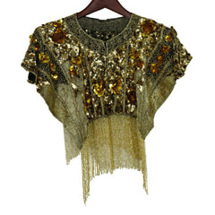 Luxury Gold & Black Beaded Fringe Collar