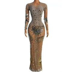 Luxury Rhinestone Mirrored Embellished Dress