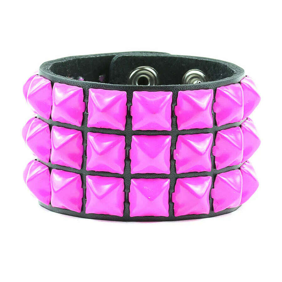 Mall Rat Triple Studded Leather Snap Bracelet