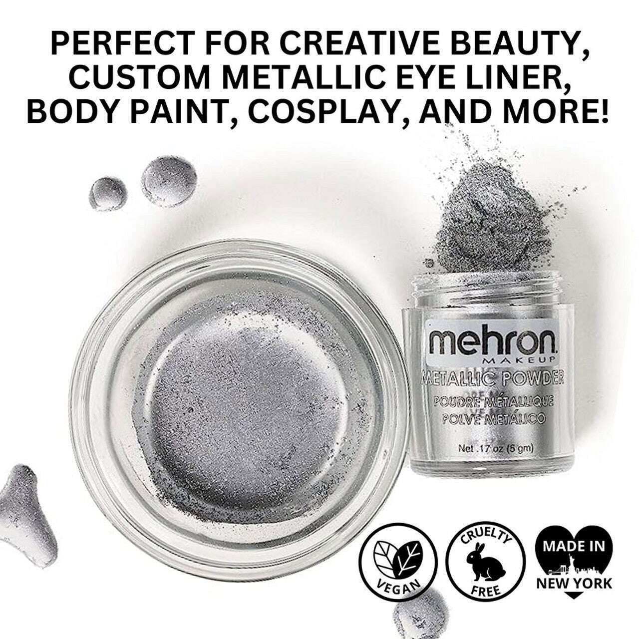 Mehron Metallic Powder Pigment w/ Mixing Liquid Medium