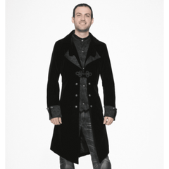 Men's Black Velvet Long Victorian Coat