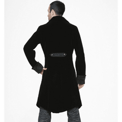 Men's Black Velvet Long Victorian Coat