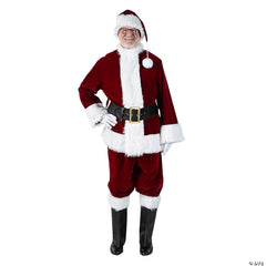 Men's Burgundy Velvet Santa Suit Adult Costume