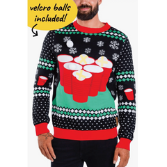 Men's Cheer Pong Game Ugly Christmas Sweater