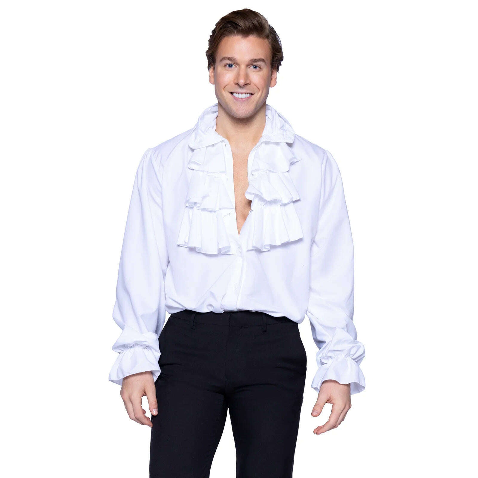 Men's White Ruffle Front Costume Shirt