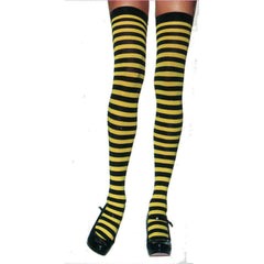 Nylon Striped Thigh High Stockings