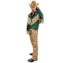 Old Timey Wild West Cowboy Green Suede Men's Costume