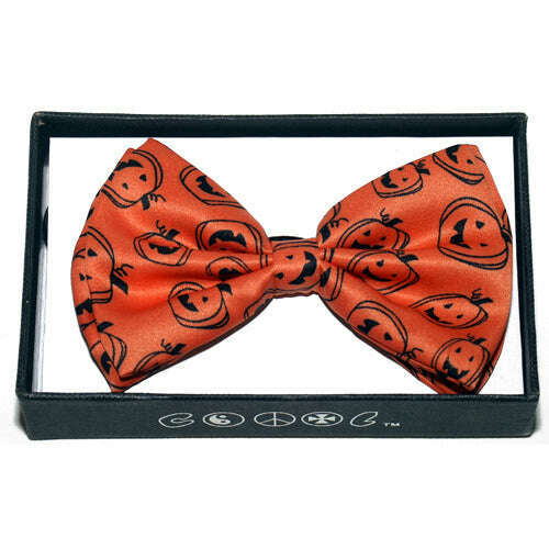 Orange Pumpkin Print Bow Tie