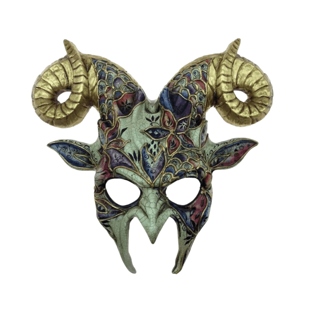 Ornate Goat Horn Masquerade Mask