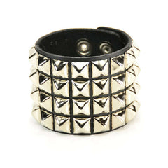 Overkill Quad Pyramid Studded Snap Bracelet