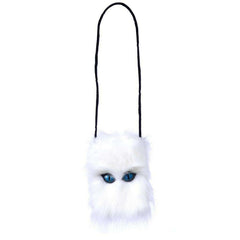 Pet Me Purse: Blue Latex Cat Eyes White Furry Purse