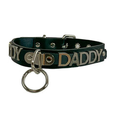 Pet Names Black Leather Bondage Ring Choker