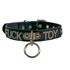 Pet Names Black Leather Bondage Ring Choker