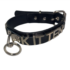 Pet Names Black Leather Bondage Ring Choker