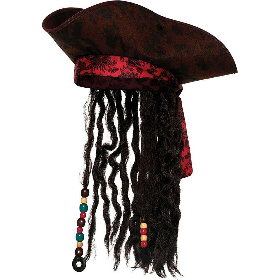 Pirate Hat w/ Hair & Beads