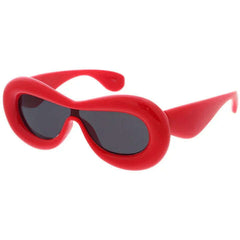 Plastic Large Puffy Shield Frame Sunglasses