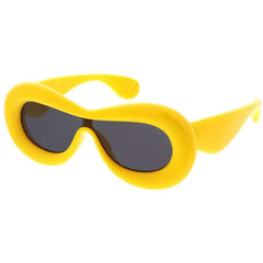 Plastic Large Puffy Shield Frame Sunglasses