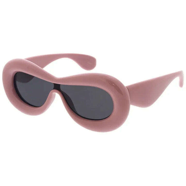 Plastic Large Puffy Shield Frame Sunglasses