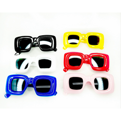 Plastic Large Puffy Square Frame Sunglasses