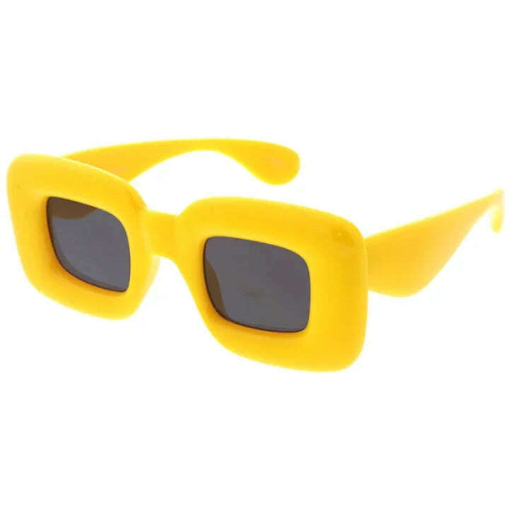 Plastic Large Puffy Square Frame Sunglasses