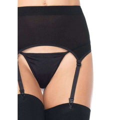 Plus Size Black Spandex Sheer Garter Belt & Stocking