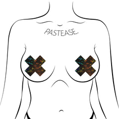 Plus X: Shattered Glass Disco Glitter Black Cross Pasties