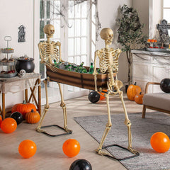 Poseable Skeletons Carrying Coffin Halloween Decoration