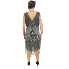 Premiere 1920s Black & Grey Beaded Flapper Dress Adult Costume