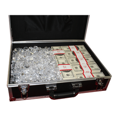 Premium Black Cash Filled Briefcase & Diamonds