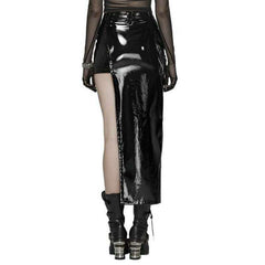 Punk Asymmetric Patent Skirt