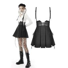 Punk Corset Laced Pleated Harness Skirt