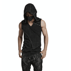 Punk Rave Black Distressed Hooded Vest