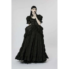 Punk Rave Gothic Pleated Maxi Dress