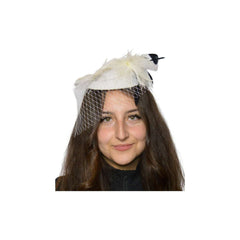 Pure White Lace Veil Feather Fascinator