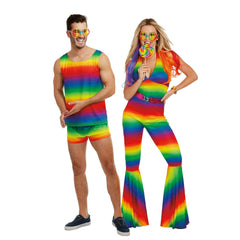 Rainbow Bell Bottom Jumpsuit Women's Costume