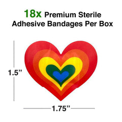 Rainbow Heart Adhesive Bandages - 18 Pack