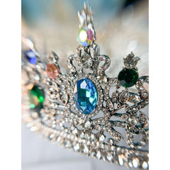 Rainbow Rhinestone Silver Crown