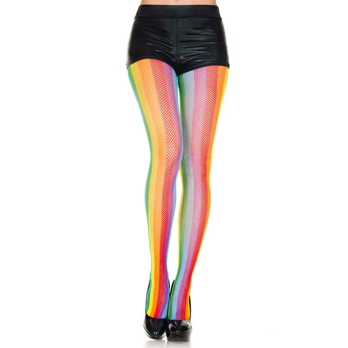 Rainbow Striped Fishnet Pantyhose