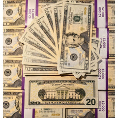 Realistic $20 Prop Money Stack - 100 Bills Per Stack