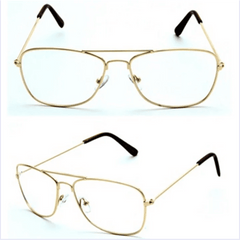 Rectangle Gold Frame Aviator Glasses