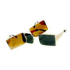 Rectangular Metal Frame Sunglasses