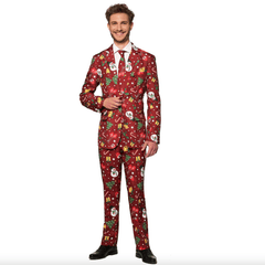 OppoSuits Red Christmas Present Light Up Three Piece Suit