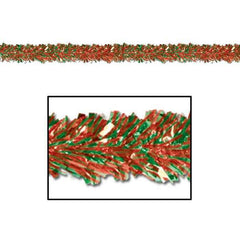 Red & Green 6-Ply Metallic Festooning Garland