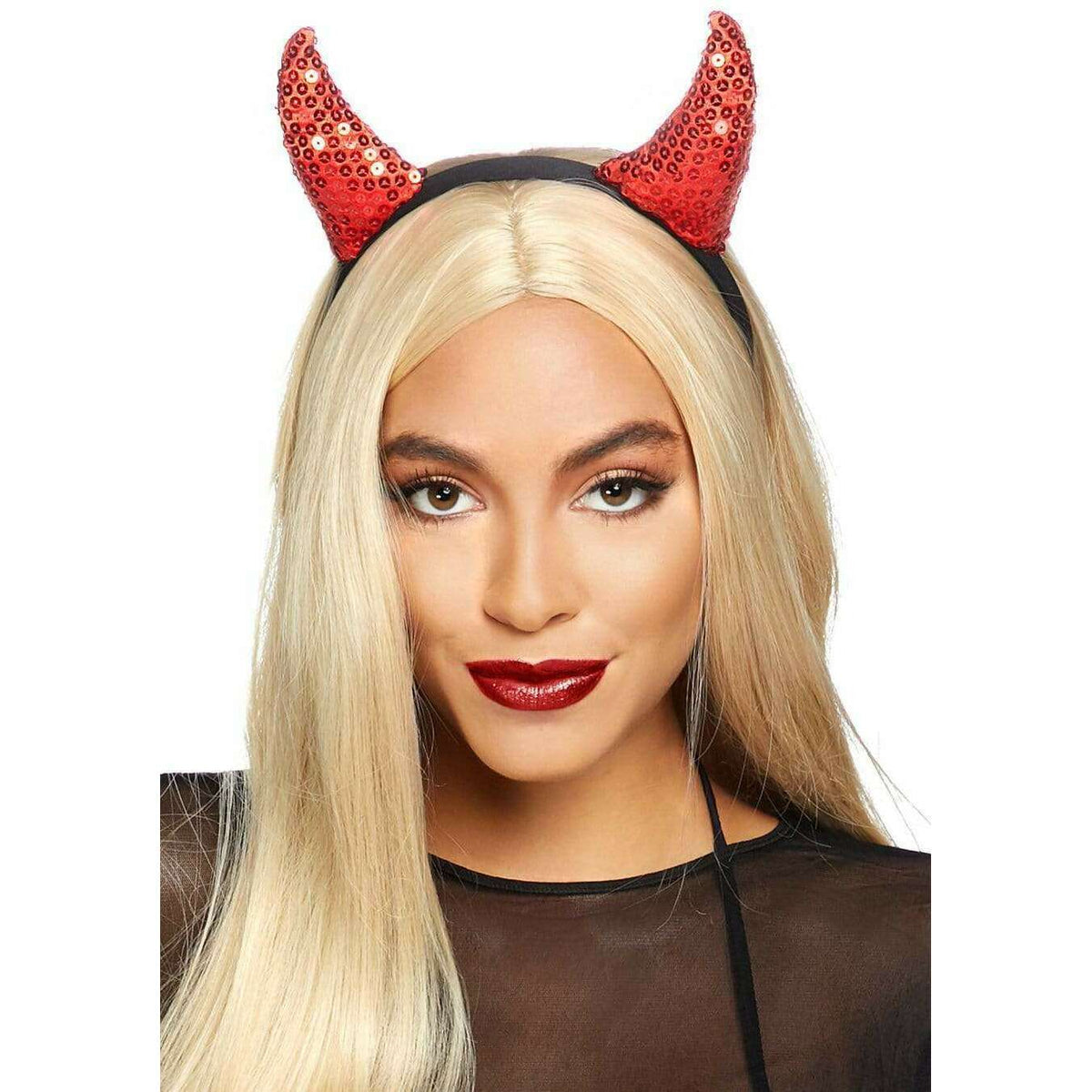 Red Sequin Devil Horns Headband