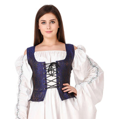 Renaissance Brocade Bodice Dark Blue