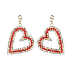 Rhinestone Heart Dangle Earrings