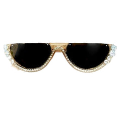 Rhinestone Lines Flat Top Sunglasses