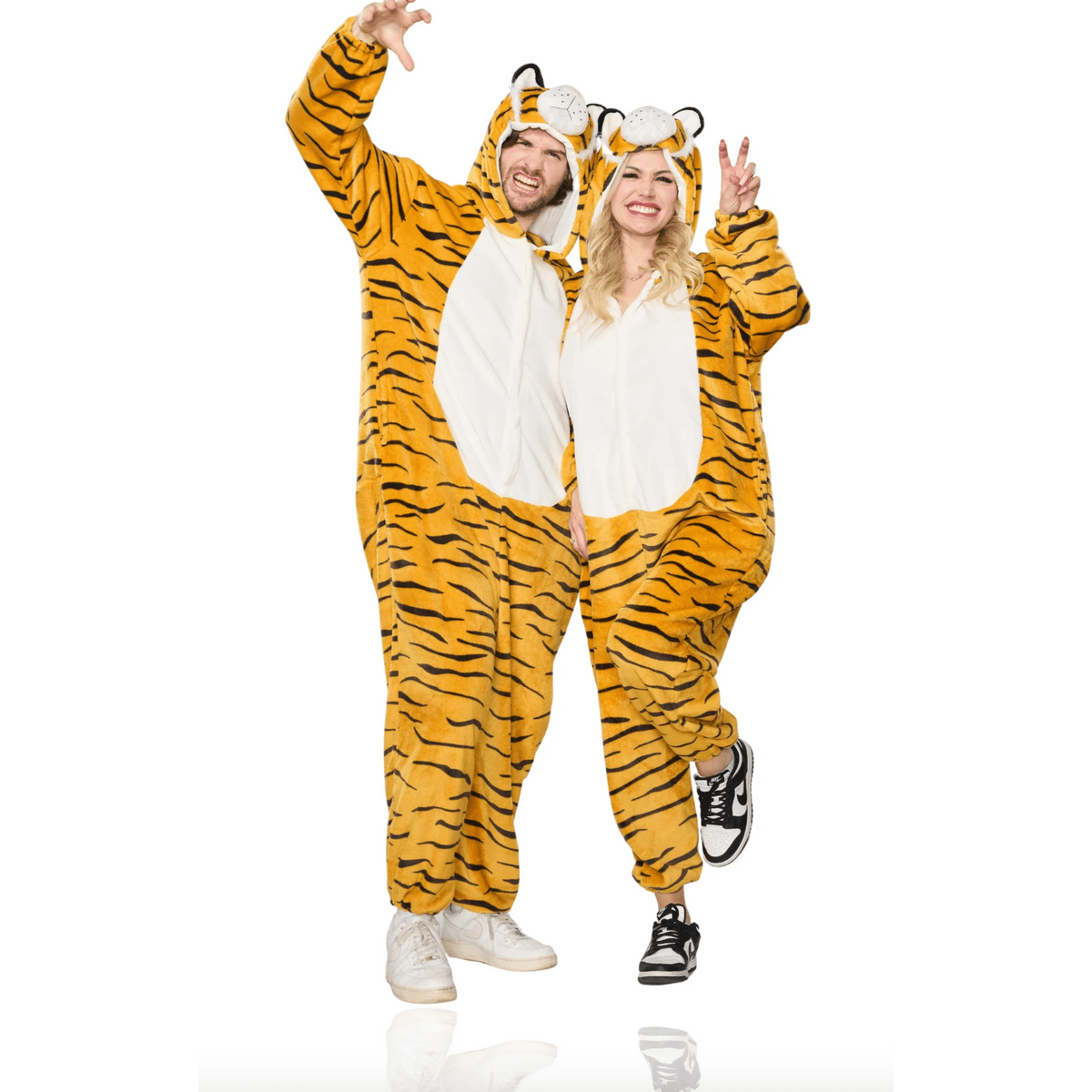 Roar in Comfort: Striped Tiger Pajama Jumpsuit