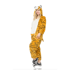 Roar in Comfort: Striped Tiger Pajama Jumpsuit