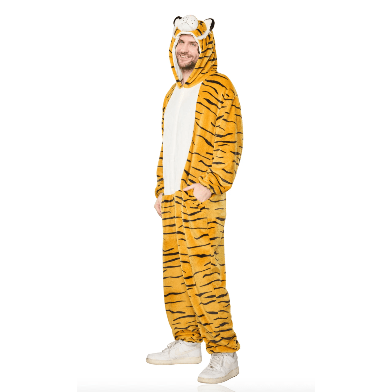 Roar in Comfort: Striped Tiger Pajama Jumpsuit